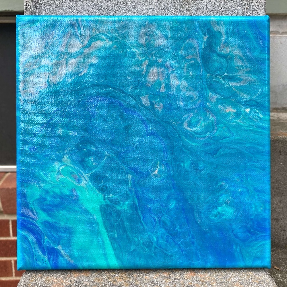 Fika 8"x8" Painting by Color Fluent Art (Blue/Silver)